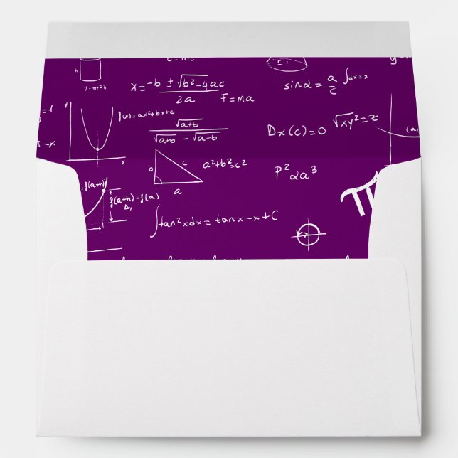 Modern Purple Return Address Math Graduation Envelope (Back (Bottom))
