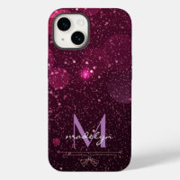 Modern Purple Rose Gold Glitter with Monogram