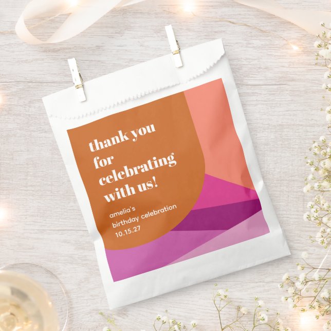 Modern Purple Rust Art Custom Birthday Thank You Favour Bag (Clipped)