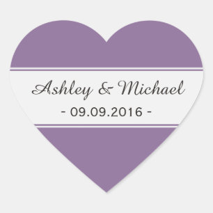 Modern Purple Save the Date Heart Sticker