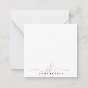 Modern Purple Script Monogram Initials Minimal Card