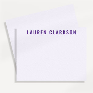 Modern Purple Shadow Name Personalized Note Card