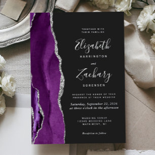 Modern Purple Silver Agate Dark Wedding