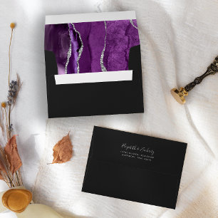 Modern Purple Silver Agate Wedding Envelope