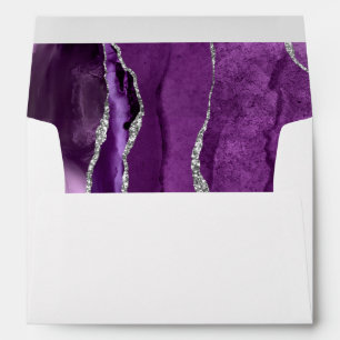 Modern Purple Silver Agate Wedding Envelope