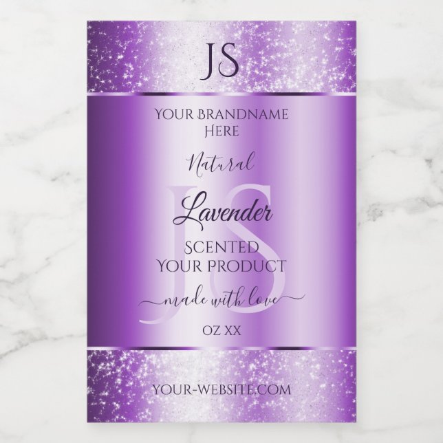 Modern Purple Soft Glitter Product Labels Monogram (Single Label)
