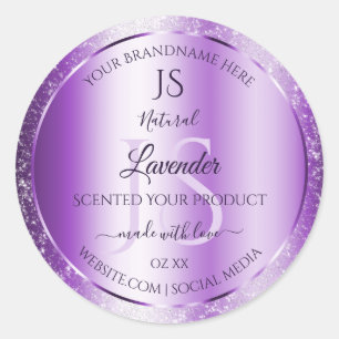 Modern Purple Soft Glitter Product Labels Monogram
