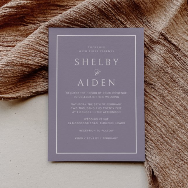 Modern Purple Sophisticated Wedding  Invitation (Creator Uploaded)