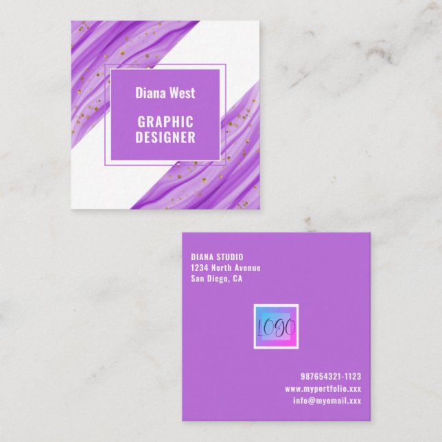  Modern Purple Square Business Card (Front/Back)