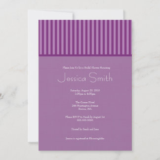 Modern Purple Striped Bridal Shower Invitation