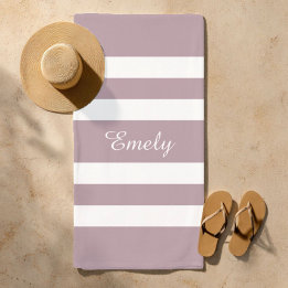 Modern Purple Stripes  Beach Towel