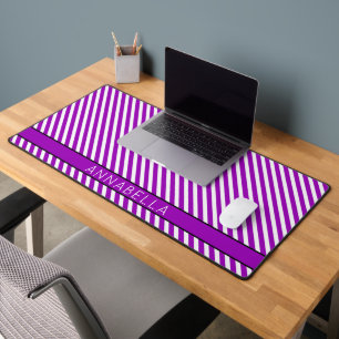 Modern Purple Stripes Desk Mat