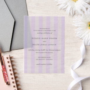 Modern Purple Stripes Elegant Wedding Vellum Invitations