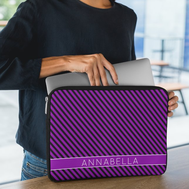 Modern Purple Stripes Laptop Sleeve (Creator Uploaded)