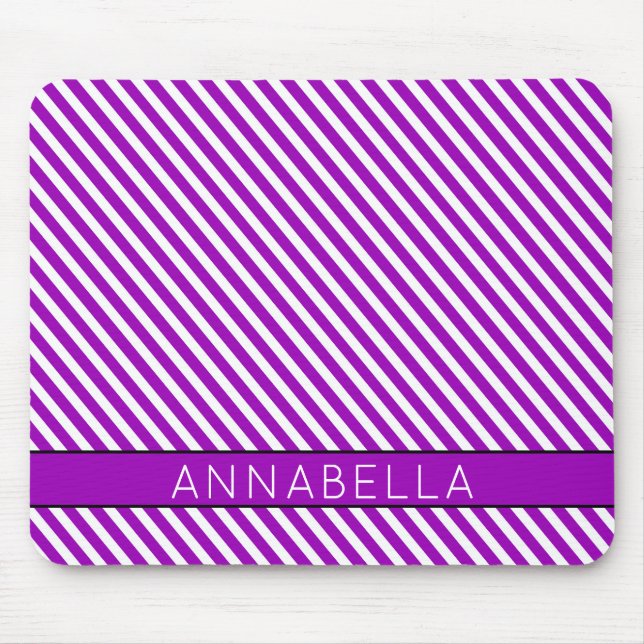 Modern Purple Stripes Mouse Pad (Front)