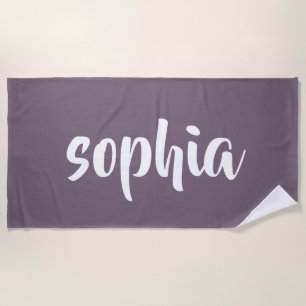 Modern Purple Summer Pool Monogrammed Name Beach Towel