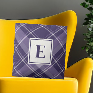 Modern Purple Tartan Pattern Throw Pillow