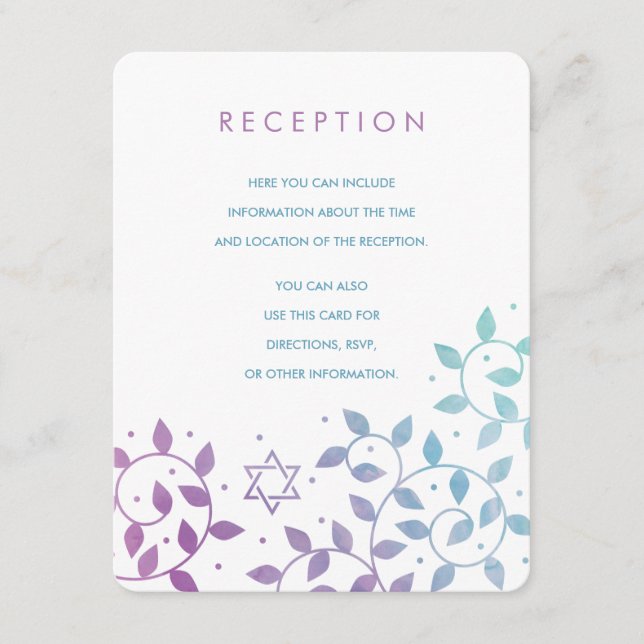 Modern Purple + Teal Bat Mitzvah Insert Cards (Front)