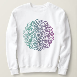Modern purple teal floral mandala ombre sweatshirt