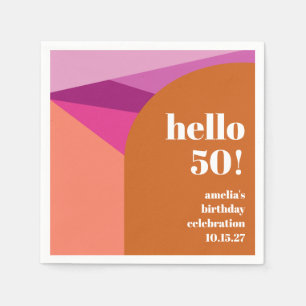 Modern Purple Terracotta Art Custom 50th Birthday Napkin