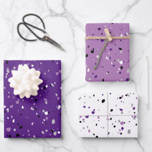 Modern Purple Terrazzo Pattern Wrapping Paper Sheet