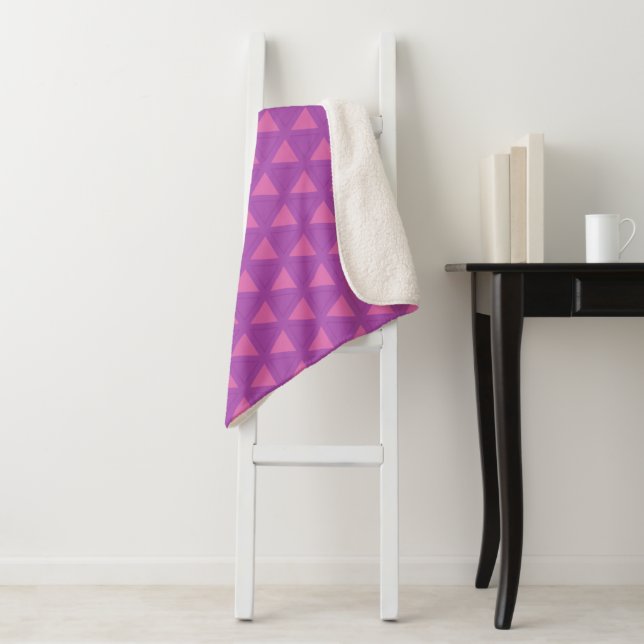 Modern Purple Triangle Pattern Sherpa Blanket (In Situ)
