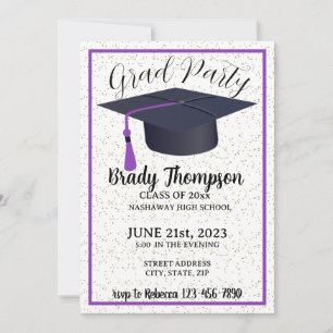 Modern Purple Two Photo Graduation Party  Invitation