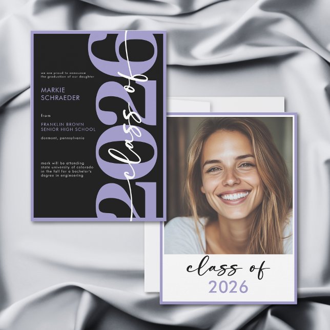 Modern Purple Typography Graduation Announcement (Modern Purple Typography Graduation Announcement)