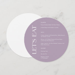 Modern Purple Typography Let's Eat Wedding Menu