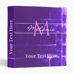 Modern Purple Violet Bricks Monogram Binder