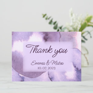 Modern purple violet watercolor  thank you card