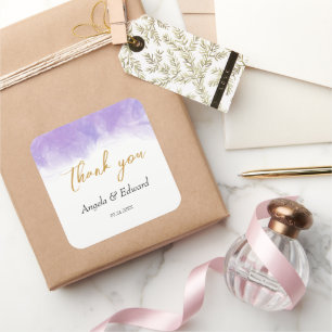 Modern Purple Violet Wedding Square Sticker