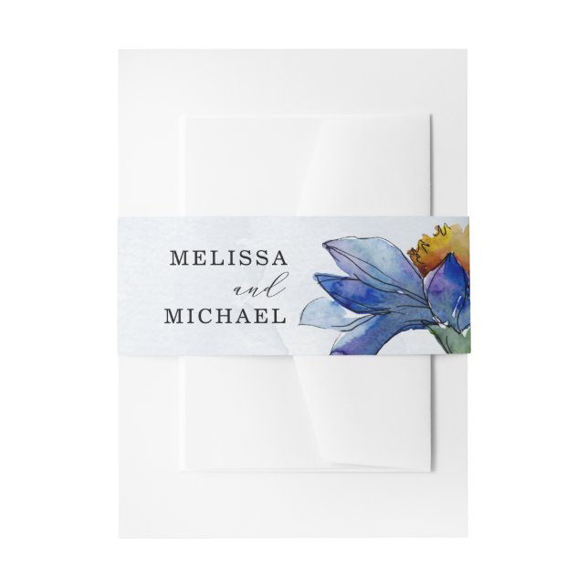 Modern Purple Watercolor Daisy Wedding Invitation Belly Band (Front Example)
