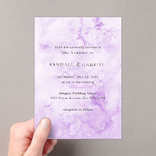 Modern Purple Watercolor Elegant Wedding Acrylic Invitations