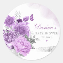 Modern Purple Watercolor Floral Girl Baby Shower