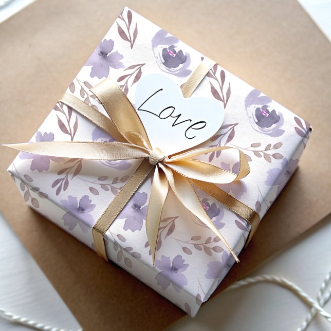 Modern Purple Watercolor floral pattern  Wrapping Paper (Creator Uploaded)