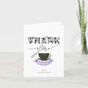 Modern Purple Watercolor Tea Party Thank You Card