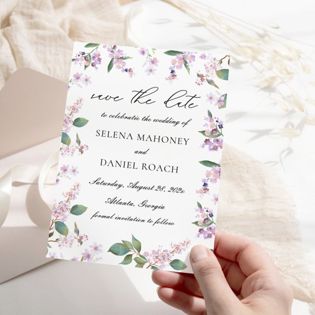 Modern Purple Watercolor Wildflowers Wedding  Save The Date (Creator Uploaded)