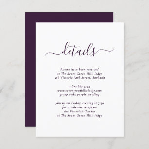 Modern Purple Wedding Enclosure Card