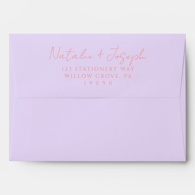 Modern Purple Whimsical Fun Bright Wedding Envelope (Back (Top Flap))