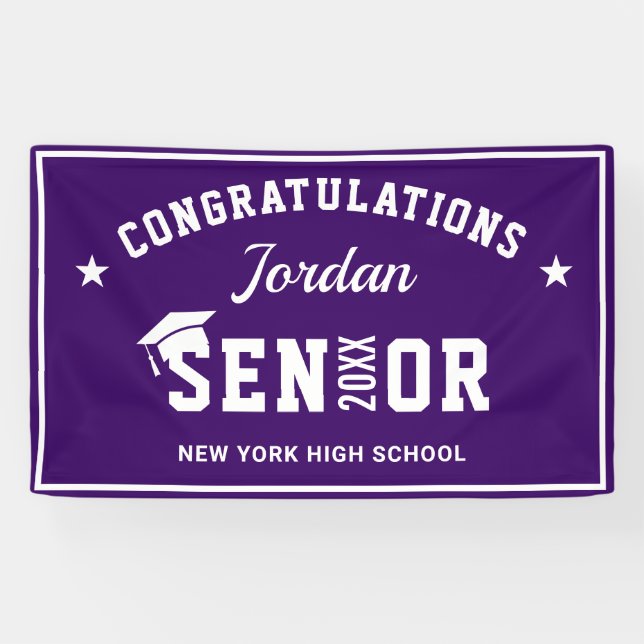 Modern Purple White 2026  Graduation Party Banner (Horizontal)