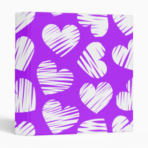 Modern Purple White Doodled Heart Valentine's Day Binder