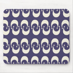 Modern Purple White Double Crescent Moon Pattern Mouse Pad