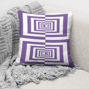 Modern Purple White Geometric Throw Pillow