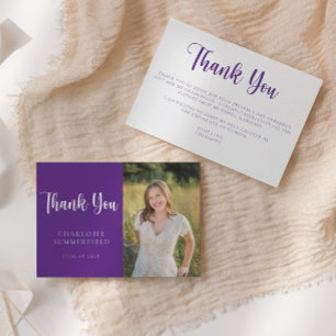 Modern Purple White Graduation Thank You Card