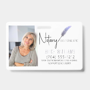 Modern Purple & White Notary Photo Business Badge