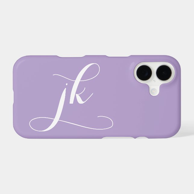 Modern Purple White Script Monogram Name (Back (Horizontal))