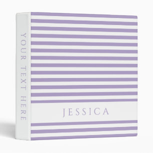 Modern Purple & White Stripes Pattern Name Binder