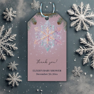 Modern Purple Winter Snowflakes Cute Baby Shower Gift Tags