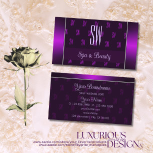 Modern Purple with Monogram Professional Stylish Business Card